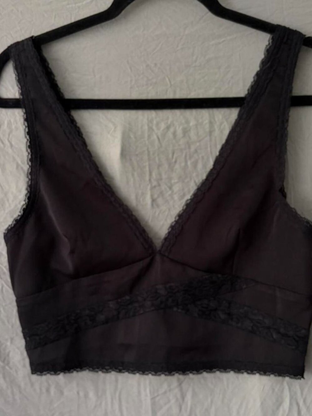 Meshki black lace crop top